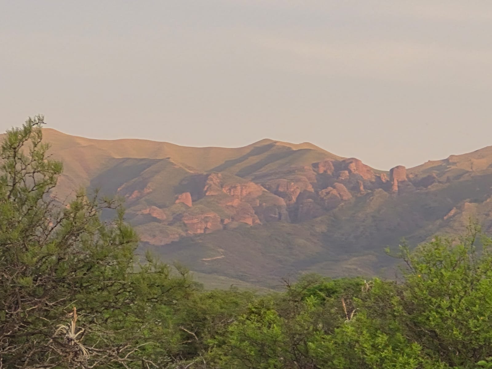 Lomada del campo con vista a las sierras de Córdoba